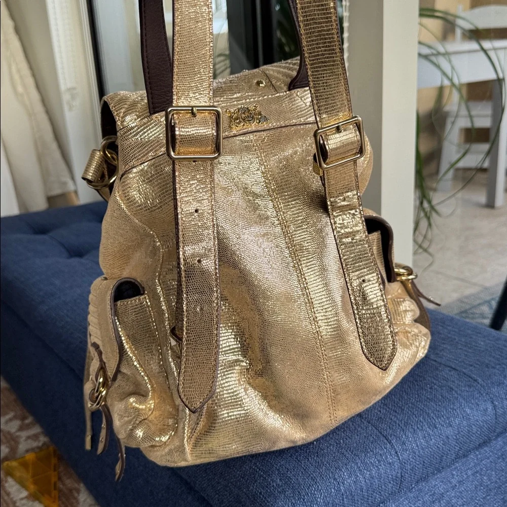 Gold genuine leather Backpack - Picture 7 of 14
